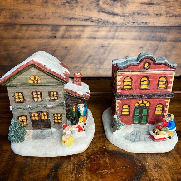 VTG 2pcs SET ALBERT E PRICE SPIRIT OF AMERICA VICTORIAN CHRISTMAS HOUSES - Picture 1 of 7